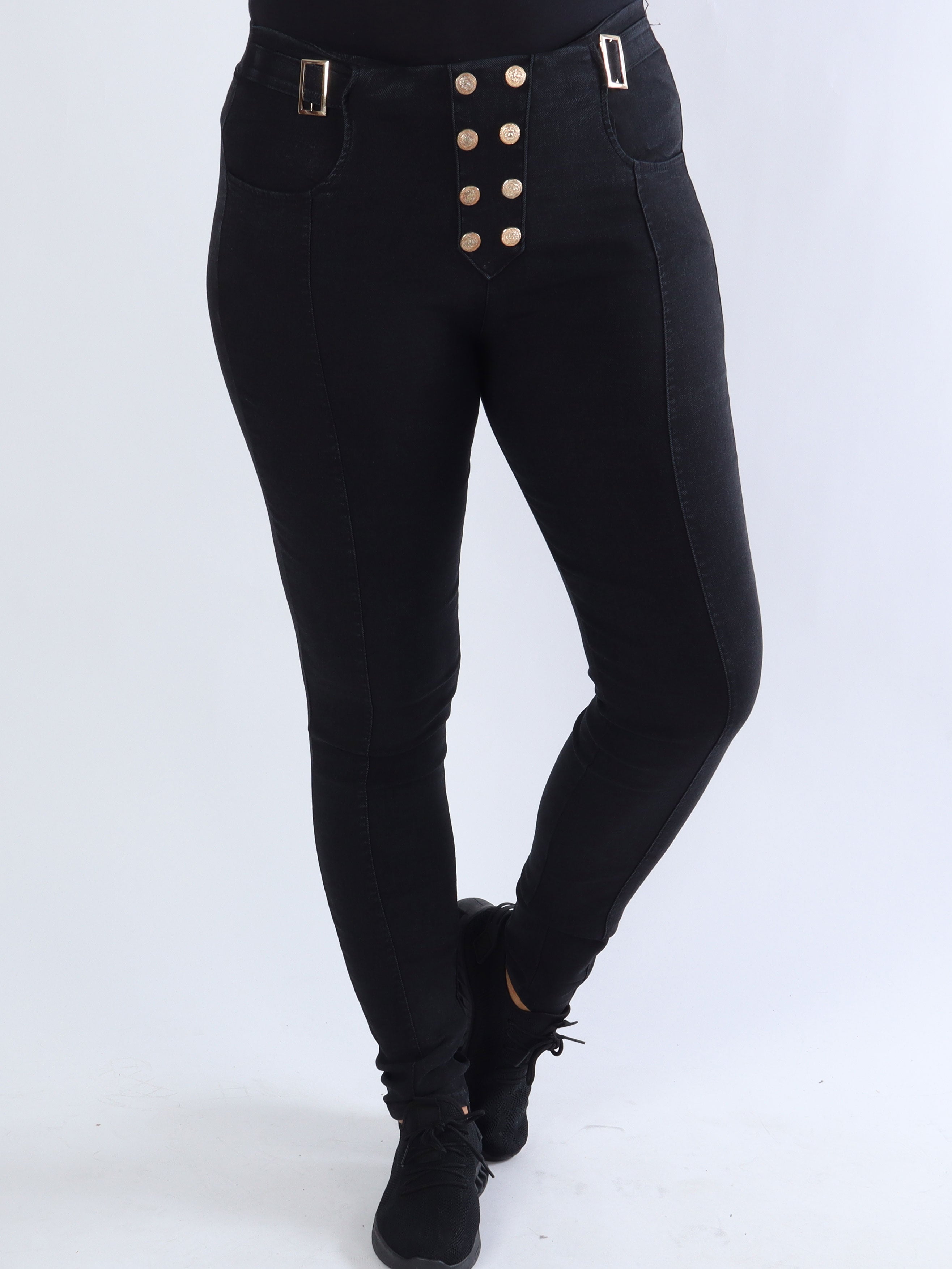 Bonnie - Leggings i jeanslook med guldknapper